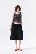 SQUARE NECK CROPPED TANK TOP IN CHARCOAL GREY