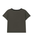 TONAL RIB LOGO CROP TOP IN CHARCOAL