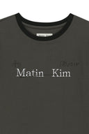 TONAL RIB LOGO CROP TOP IN CHARCOAL