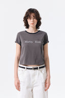 TONAL RIB LOGO CROP TOP IN CHARCOAL