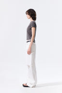 TONAL RIB LOGO CROP TOP IN CHARCOAL