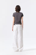 TONAL RIB LOGO CROP TOP IN CHARCOAL