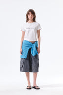 TONAL RIB LOGO CROP TOP IN WHITE
