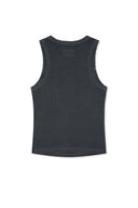 DISTRESSED SLEEVELESS LOGO TOP IN CHARCOAL GREY