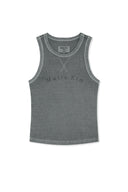 DISTRESSED SLEEVELESS LOGO TOP IN LIGHT GRAY