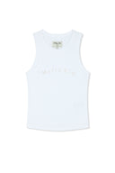 DISTRESSED SLEEVELESS LOGO TOP IN WHITE