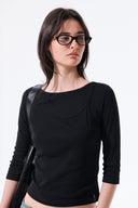 3/4 SLEEVE TOP & TANK LAYERED SET IN BLACK