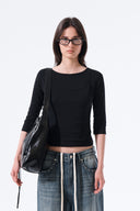 3/4 SLEEVE TOP & TANK LAYERED SET IN BLACK