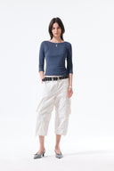 3/4 SLEEVE TOP & TANK LAYERED SET IN SMOKE BLUE