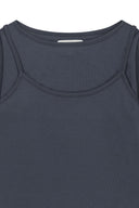 3/4 SLEEVE TOP & TANK LAYERED SET IN SMOKE BLUE