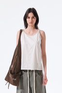 TWIST SHOULDER SLEEVELESS TOP IN CREAM