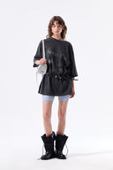 PIGMENT GRAFFITI LOGO TOP IN CHARCOAL GREY