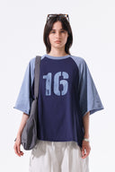 RAW EDGE RAGLAN TOP IN NAVY