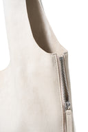 SIDE ZIP SUEDE SHOULDER BAG IN IVORY