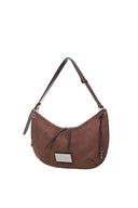 SUEDE ROUND HOBO BAG IN BROWN