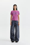 SHADOW DISTRESSED WIDE DENIM PANTS IN BLUE