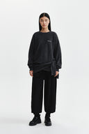 WRAP TIE KNIT PULLOVER IN CHARCOAL GREY