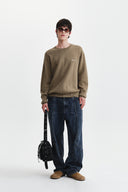 CALLIGRAPHY BACK LOGO KNIT PULLOVER IN KHAKI