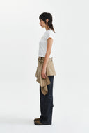 BELTED LAYERED MINI SKIRT IN BEIGE