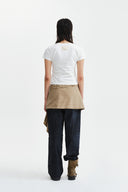 BELTED LAYERED MINI SKIRT IN BEIGE
