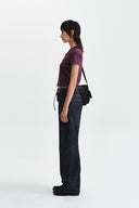 DIAGONAL CUT LOGO CROP TOP IN PURPLE