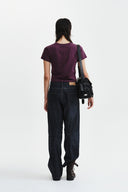 DIAGONAL CUT LOGO CROP TOP IN PURPLE