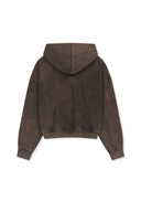 WASHED CALLIGRAPHY LOGO HOODY TOP IN BROWN
