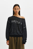 MATIN DUAL TONE KNIT PULLOVER IN BLACK