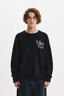 GRID LOGO CASHMERE BLENDED KNIT PULLOVER IN BLACK