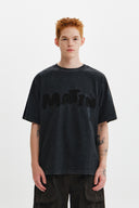 WAFFLE APPLIQUE LOGO TOP IN CHARCOAL GREY