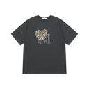 SIERRA LEOPARD HEART HALF T IN CHARCOAL (BROWN PRINT)