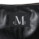 MERIN GOLD LINE LEATHER SHOULDER BAG IN BLACK