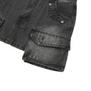 DELVE BACK LEATHER CARGO DENIM SKIRT IN BLACK