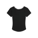 SUNNIOR LACE V-NECK HALF T IN BLACK