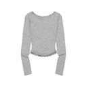 SUNNIOR LACE V-NECK LONG SLEEVE T IN GREY