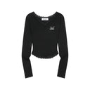 SUNNIOR LACE V-NECK LONG SLEEVE T IN BLACK