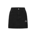 PISTOL BACK LEATHER DOUBLE CROSS SKIRT IN BLACK