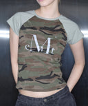 RUFFIN CAMO RAGLAN SLIM FIT HALF T IN BEIGE