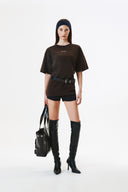 LOGO EMBROIDERY OVERSIZE TOP IN BROWN image 1