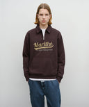 BASEBALL LOGO COLLAR HALF ZIPUP SWEATSHIRT IN LIGHT HEATHER GREY image 16