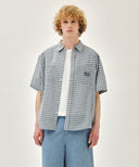 M CHECK HALF SLEEVE SHIRT IN IVORY image 1