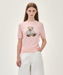 W DOODLE BEAR HALF KNIT PULLOVER IN LIGHT PINK image 11