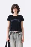 MATIN KIM ARCH LOGO CROP TOP IN BLACK image 15
