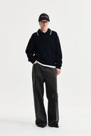 BACK LOGO COLLAR KNIT TOP FOR WOMEN IN DARK NAVY image 9