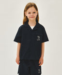 KIDS SEERSUCKER HALF SHIRT IN NAVY image 11