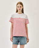 BLOCK STRIPE TEE IN RED image 11