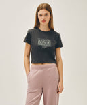 W CLASSIC LOGO CROP TEE IN CHARCOAL GREY image 10