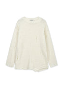 ASYMMETRIC DAMAGED KNIT PULLOVER IN IVORY image 1