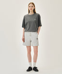 OUTLINE CLASSIC LOGO OVERSIZED DYEING TEE IN CHARCOAL GREY