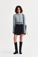 LAYERED TEXTURE KNIT CARDIGAN IN GRAY image 9